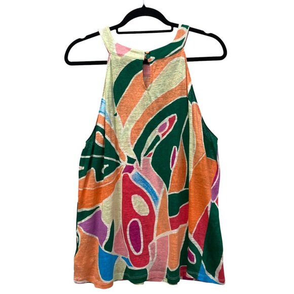 Christian Siriano Colorful Linen Top, Size 1X, Geometric Print‎ Top Multicolored - Picture 5 of 8